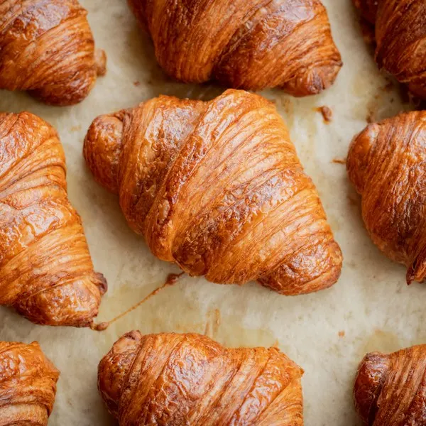 Butter croissants on baking paper