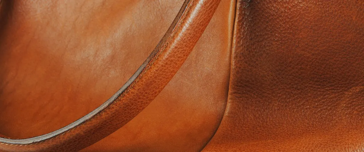Close-up of a stitched leather strap
